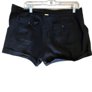 Women’s Perry Ellis Linen Blend cuffed drawstring pleats shorts size 10